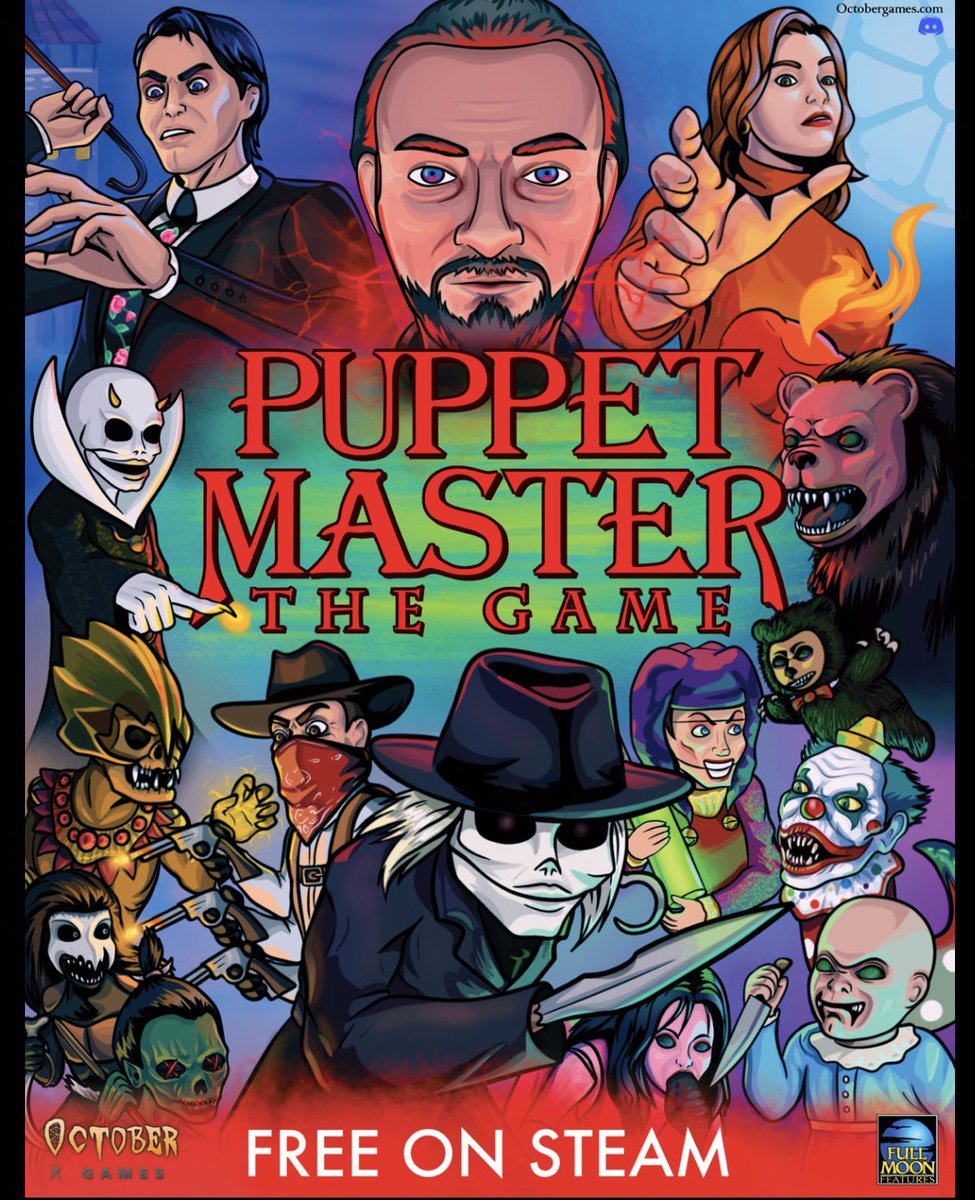 GraveHoundComic's tweet image. Puppet Master the Game promotional banner art🔥 what are ya waiting for? The greatest edition to asymmetrical horror is free on steam! Major shoutout to @Octobergames as always for bringing this absolute gem to life🙌 #puppetmaster #puppetmasterthegame