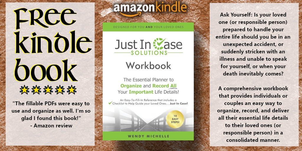 #FREE #KINDLE #BOOK
 Just In Case Solutions: Essential Planner to Organize and Record All Your Important Life Details!
by  Wendy Michelle amzn.to/48O6Gs9

'Such an awesome tool for you and loved ones!' - Amazon reviewer

#freebooks #freebiebooks #nonfic
@BSPBooks