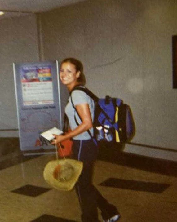 21-year-old Nicole Carol Miller, boarding Flight 93 on September 11, 2001, shortly before she tragically lost her life.