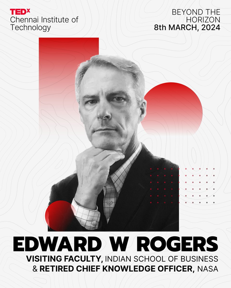tedxcitchennai's tweet photo. Join Ed Rogers, a visiting faculty member at the Indian School of Business, is also the retired Chief Knowledge Officer of NASA, on March 8th at TEDxChennai Institute Of Technology as we explore the uncharted and gain valuable insights from his words.
#tedxcit #tedTalks #cit #ted https://t.co/WglsnNWI1i
