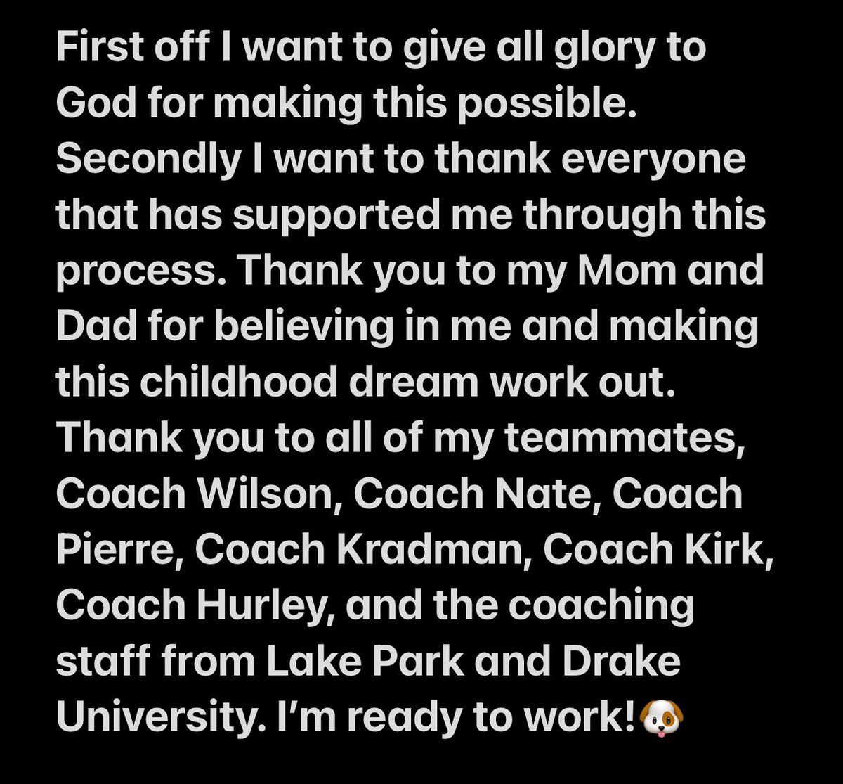 COMMITTED!!!!! <a href="/OLMafia/">OL MAFIA</a> <a href="/LakeParkFootbal/">Lake Park Lancer Football</a> <a href="/PrepRedzoneIL/">Prep Redzone Illinois</a> <a href="/DrakeBulldogsFB/">Drake Football</a> <a href="/SSN_Drake/">Sidelines- DRAKE MVC CHAMPS X3</a> <a href="/CoachNThompson/">Nate Thompson</a> <a href="/tstepsis/">Todd Stepsis</a> <a href="/DanielWilson079/">Daniel Wilson</a>