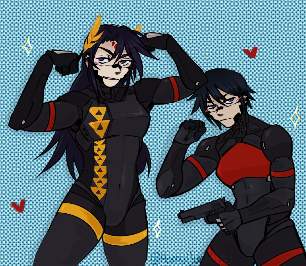 HomuiJunketsu's tweet photo. As promised, Buff Falke &amp; Elster / Flexing because 🧎🏻🧎🏻

#SIGNALIS #SIGNALISfanart https://t.co/rwS6eknSWE