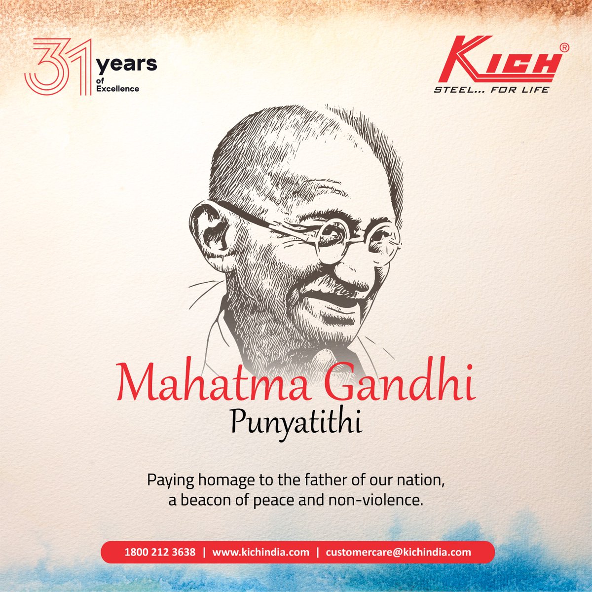 Kich_India's tweet photo. Remembering the Father of the Nation, Mahatma Gandhi, on his Punyatithi. 🙏 Let's honor his legacy of peace, non-violence, and truth by spreading love and harmony. 

#gandhipunyatithi #RememberingMahatma #peaceandlove #kichindia #bhfyp https://t.co/qzPDSfeEtT
