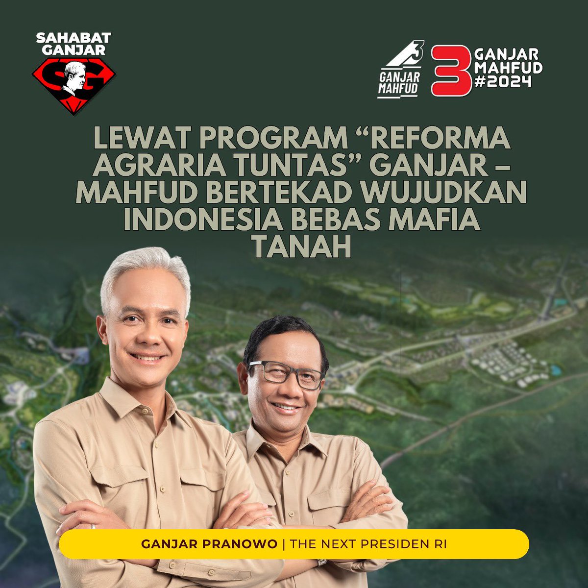 Lewat program "Reforma Agraria Tuntas" Ganjar-Mahfud bertekad wujudkan Indonesia bebas mafia tanah

#SahabatGanjar #GanjarPranowo #Ganjar #MenangkanGanjar #GenerasiGotongRoyong