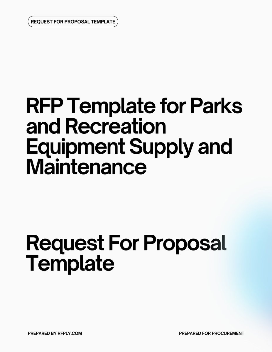 RFP Template for Parks and Recreation Equipment Supply and Maintenance This #RFP template is specifically designed for procurement purposes in the Parks and Recreation industry, focusing on the supply and maintenance rfply.com/rfp-template-f…