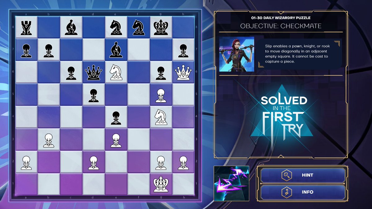 AnichessGame's tweet photo. Day 15 ☑️☑️☑️
Ft. new spell - Slip!
Show us your loyalty streaks, mates!
#chesswithadropofmagic #ApuzzleAday https://t.co/sNT3gs3hno