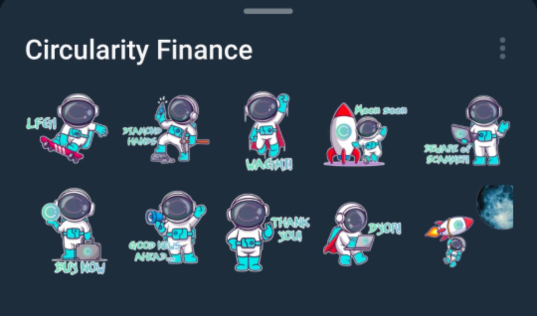Here's my sticker contest entry for this great project🚀🚀🚀
Hope you will like it..
t.me/addstickers/Ci…
<a href="/circularityfi/">Circularity Finance</a>