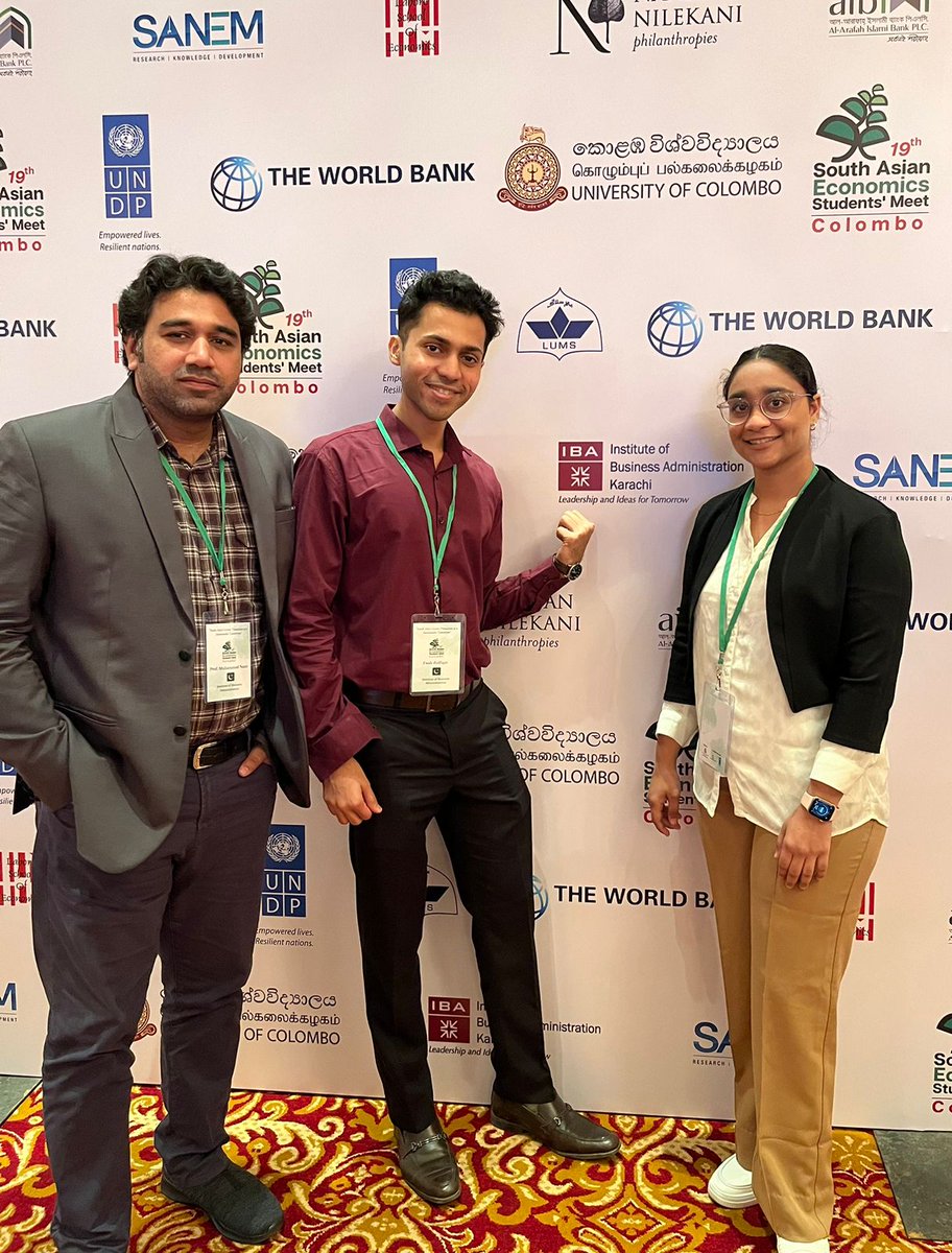 sess_iba's tweet photo. SESS is excited to see Eshal Arooj (@eshalarooj1) &amp; Fasih Zulfikar, Students of BS Economics and Mathematics at the Department of Economics @ibakarachi, participate in the South Asian Economics Student Meet (SAESM) 2024 held in Colombo, Sri Lanka. https://t.co/6dAgXk1Jbk