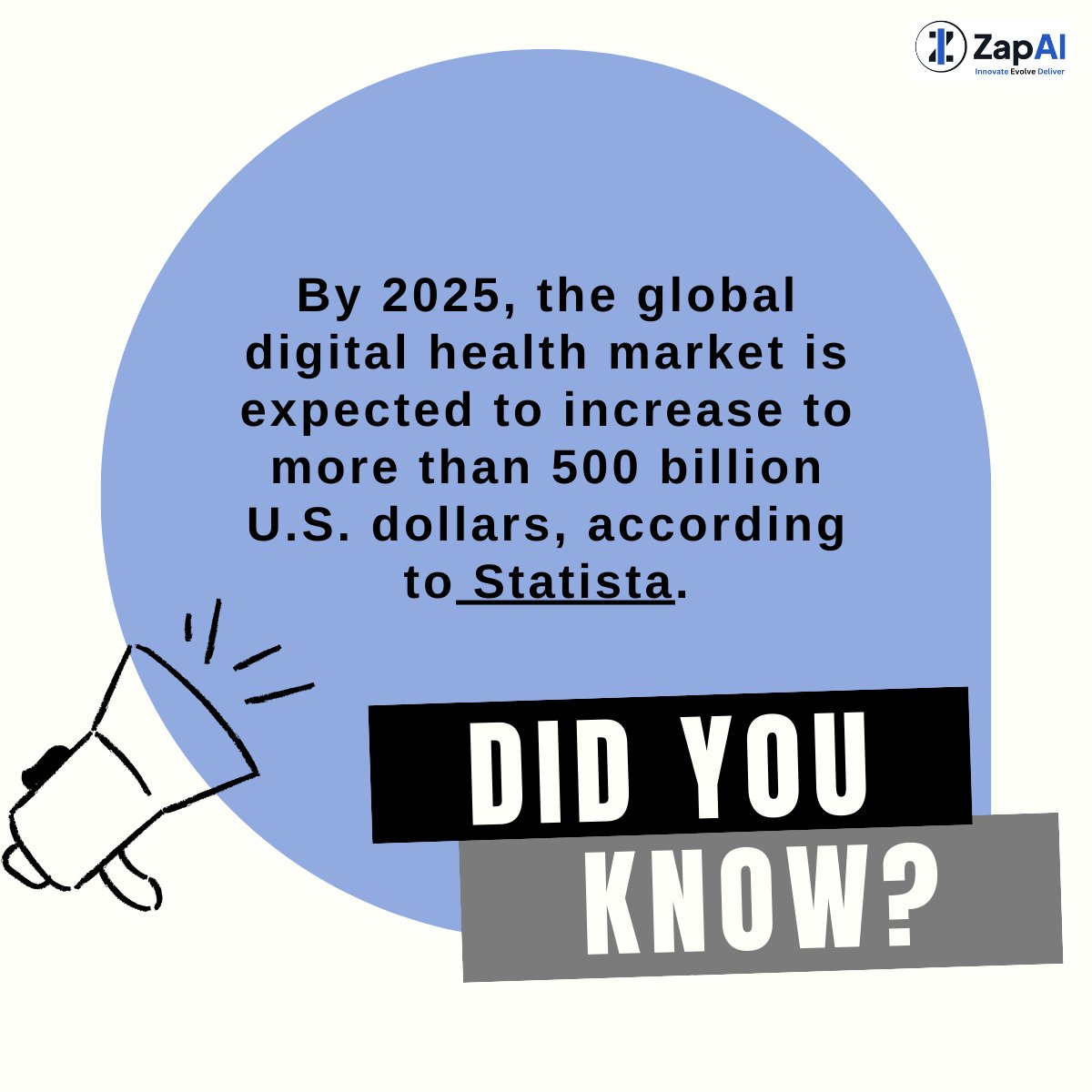 Do You Know? 💡

'The Future of Healthcare is Digital: A $500 Billion Vision by 2025.'

🔗statista.com/statistics/387….

Tag someone who should be aware of this! Let's keep the knowledge flowing. 🚀

#DoYouKnow #IndustryInsights #HealthTechTrends #GlobalHealthInnovation #ZapAI
