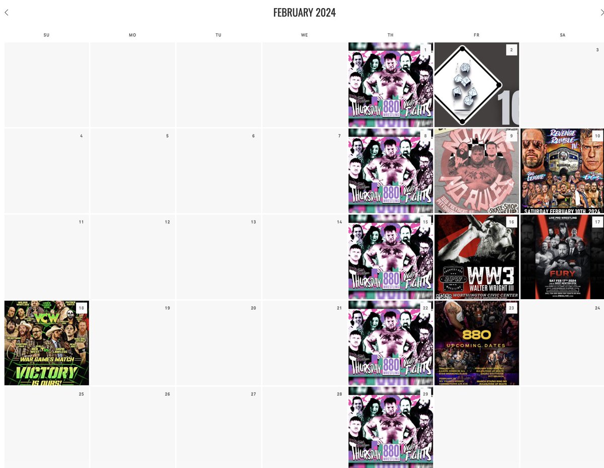 Pro Wrestling in February is going to be HEAVY.   

Pittsburgh.  Erie. Wheeling and nearby.  We got you.  

All shows will be available on IndyWrestling.us.