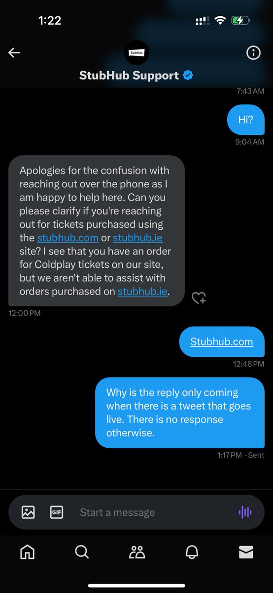 DivikaAgarwal's tweet photo. @TeamStubHub The reply comes only when there is something that comes up on Twitter. Rest, stubhub is not responding 
@TeamStubHub @StubHub @X 
@facebook @instagram @consumerforum_ https://t.co/1UpszHF7p8
