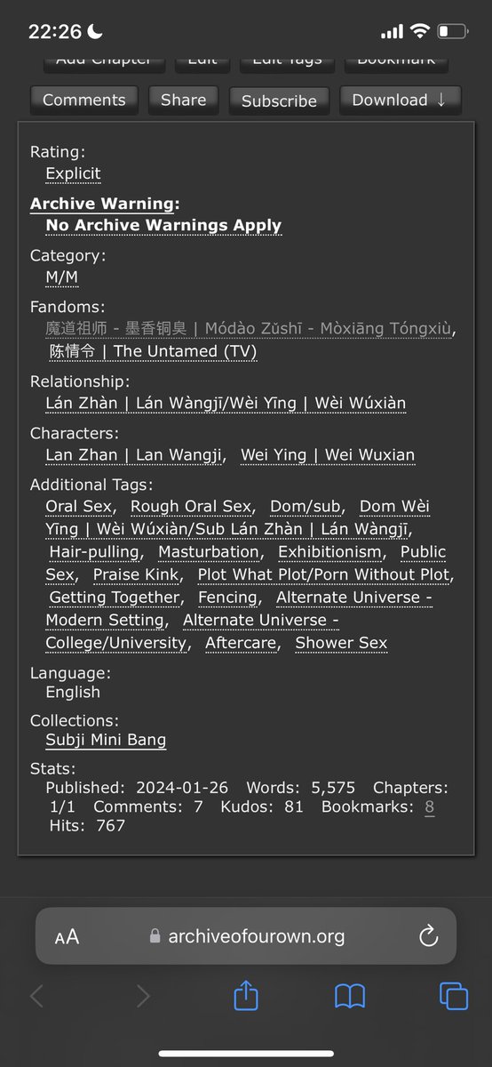 New fic time! (Posted 1/26/24)
🤺 Love on a Blade’s Edge - written for the Subji Minibang! 
If you’re looking for a 5k PWP with Dom!Wwx and Sub!Lwj and SO much tenderhorny you can see the fic and the AMAZING art created by <a href="/LemonLushFF/">Lemonlush 🍋</a> on ao3 here: archiveofourown.org/works/53308933