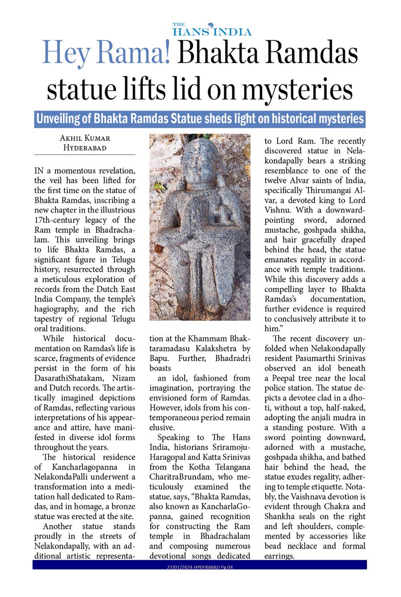 AyyangarBksr's tweet photo. Bhaktha Ramadas Idol
@PMOIndia @MinOfCultureGoI
#PMOIndia @AndhraPradeshCM
#AndhraPradeshCM #Bhadrachalam #Ayodhya #Khammam #vijayawada #Hyderabad #NewDelhi #jaisriram #Ramayan #tirumala #turupati https://t.co/Xa8P9tSKYK