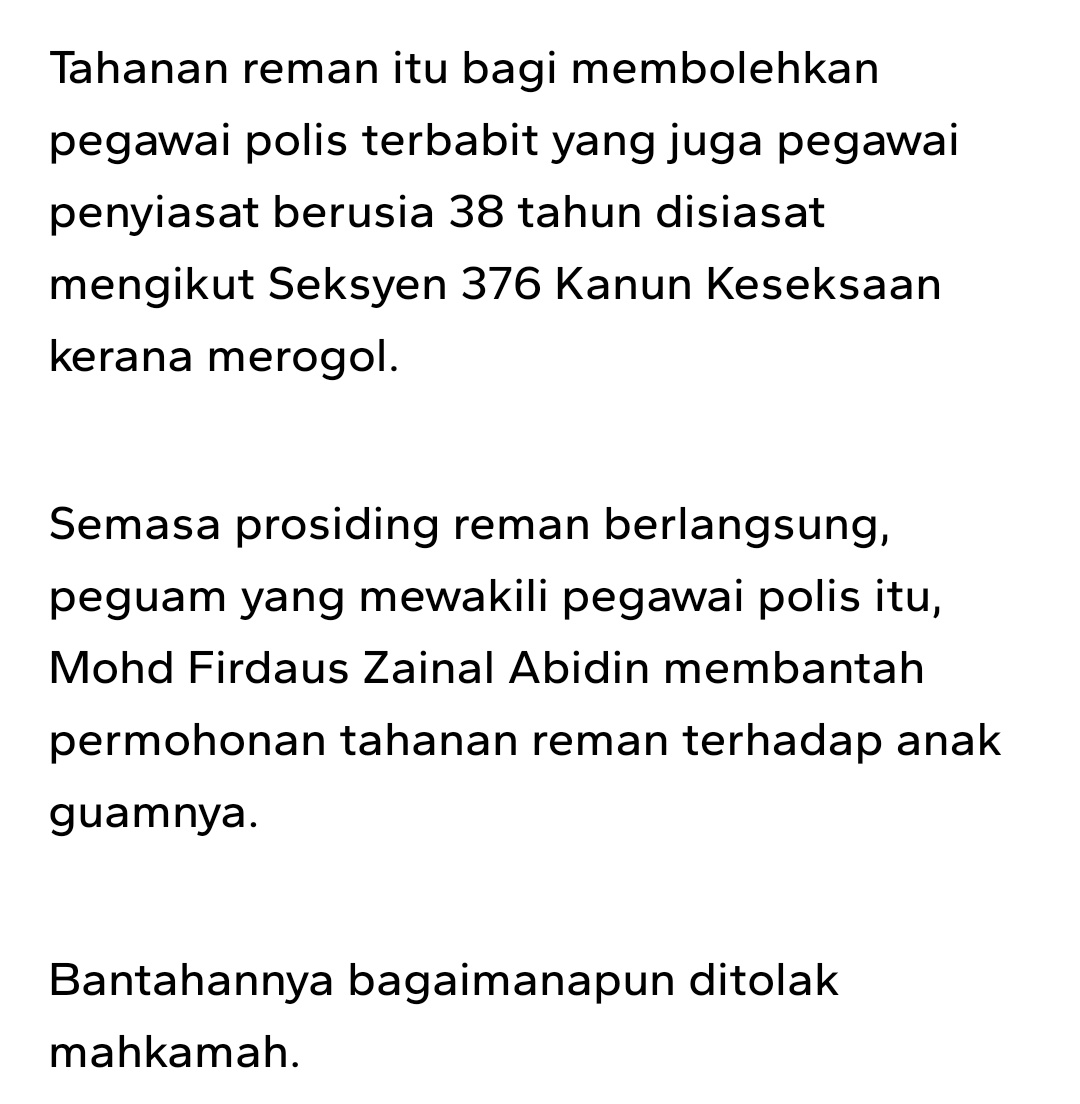 xallehrazax's tweet photo. PEGAWAI POLIS DISYAKI ROGOL PENGADU.

POLIS. INSPEKTOR. 38 TAHUN. ROGOL PENGADU. POLIS ROGOL PENGADU.

WEH @saifnasution KAU REPLY TWEET NI SEKARANG. APA NAK JADI DENGAN INSTITUSI POLIS NEGARA NI?

MAKIN MACAM BABI AKU TENGOK POLIS-POLIS @PDRMsia Ni.

🔗 https://t.co/fan1eVLDzn https://t.co/IKRS2yZRoS