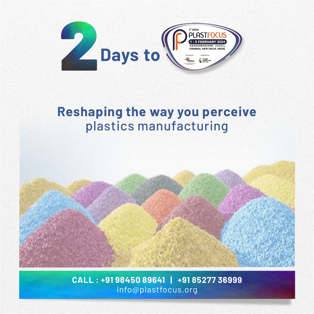 OrgPmmai's tweet image. Only two days left! Plastfocus is where brilliance converges. Engage with pioneers, explore top-notch machinery, and push boundaries. 

Unleash your curiosity – Plastfocus awaits!

#plastfocus #exhibition #plasticmachinery #PMMAI #kabraindia #kolsitegroup #kabraextrusiontechnik