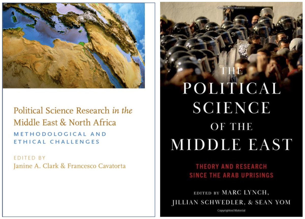 Political scientists working on the Middle East & North Africa (MENA) face distinct challenges that are hard to grasp for those who work on the US and Europe. These two engaging books shed light on the practices and payoffs of scholarship on the MENA region.👇