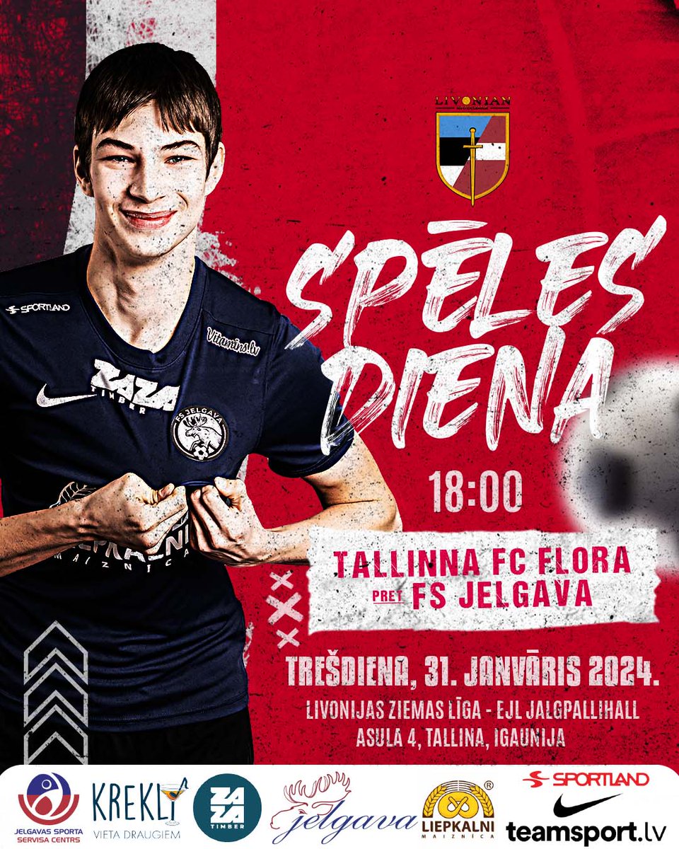 fsjelgava's tweet photo. Trešdien "Livonijas Ziemas līgas" ietvaros pārbaudīsim sevi pret Igaunijas čempioniem @fcflora_tallinn. Spēle izbraukumā, bet tiešraidi varēs aplūkot šeit: https://t.co/Zc9nRltlgm
#LZL #fcflora #fsjelgava #futbols https://t.co/5pKTST02si