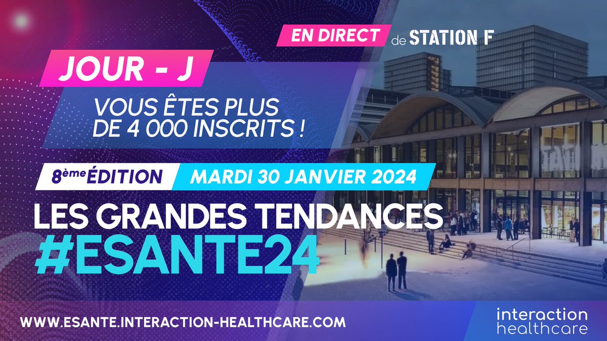 Jerome Leleu (@jeromeleleu) on Twitter photo #Esante24 : 🚀C'est le (grand) Jour J pour la 8ème édition "Les Grandes Tendances de la E-santé 2024" de Interaction Healthcare <a href="/digitalsante/">Interaction Healthcare</a>  et vous êtes plus de 4 000 inscrits! 
Un grand merci à vous pour votre participation🙏
📌 Le hashtag de la journée, c'est #Esantée24 ! #Esante24 : 🚀C'est le (grand) Jour J pour la 8ème édition "Les Grandes Tendances de la E-santé 2024" de Interaction Healthcare <a href="/digitalsante/">Interaction Healthcare</a>  et vous êtes plus de 4 000 inscrits! 
Un grand merci à vous pour votre participation🙏
📌 Le hashtag de la journée, c'est #Esantée24 !