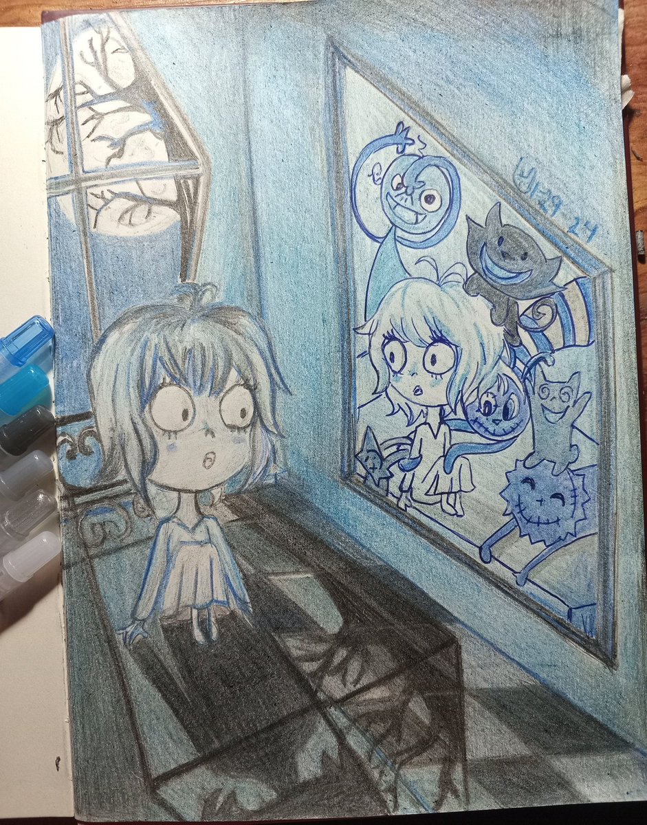 Gumin_Hakuna's tweet photo. I find myself surrounded by a coffin in the night

All my demons, greeting me here as a friend~ 
#Aurora #draw #sketchbook https://t.co/aHnoIRy3VA