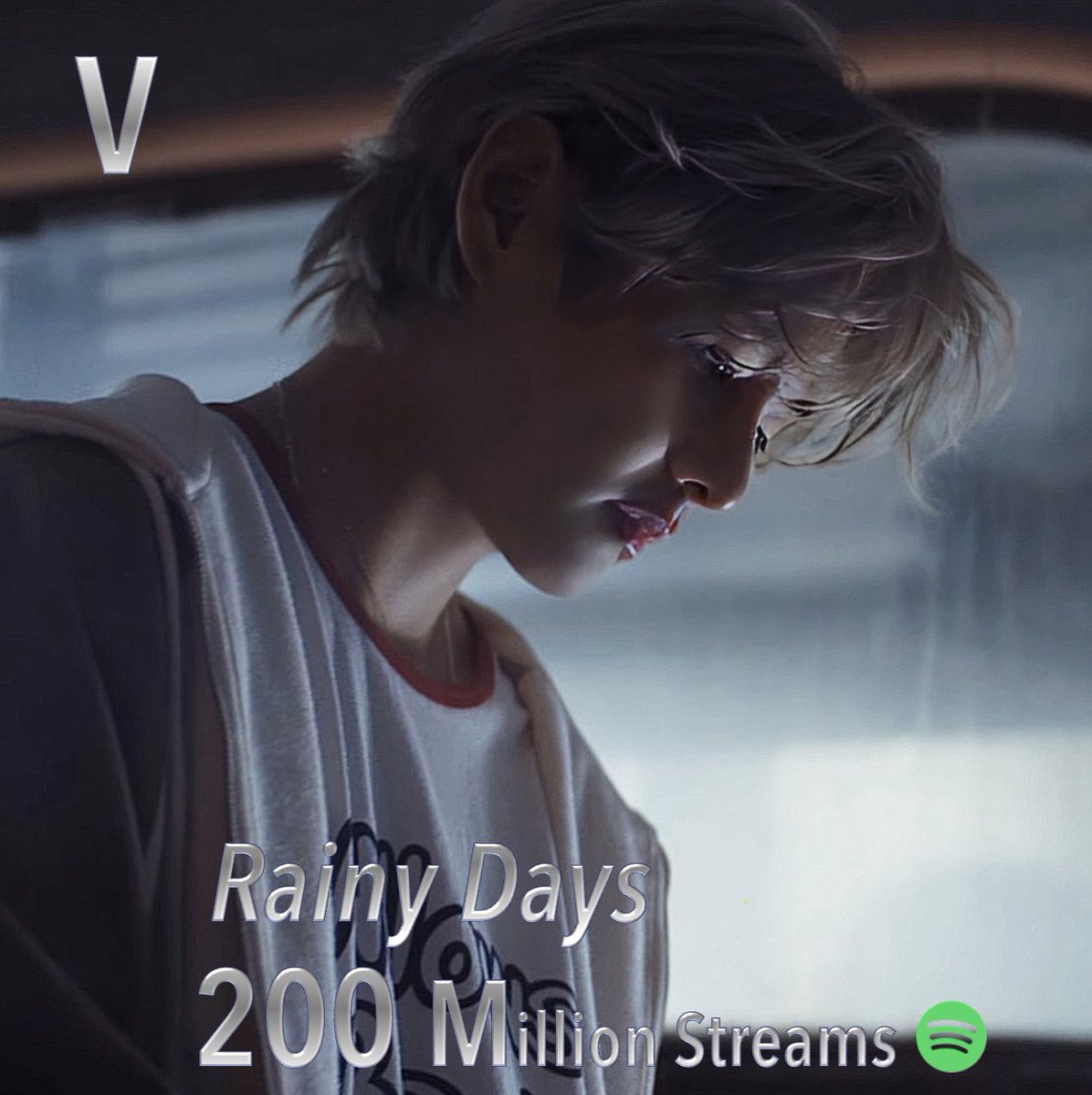 WORLDMUSICAWARD's tweet photo. #V's #RainyDays has surpassed 200 Million streams on Spotify! 💪🌧️💥2⃣0⃣0⃣Ⓜ️🎧🔥👑💜

🎧https://t.co/qPSSFqJjEJ

#RainyDays200MOnSpotify 
#RainyDays200M 
#V_Layover https://t.co/q2f4OQ7jmD