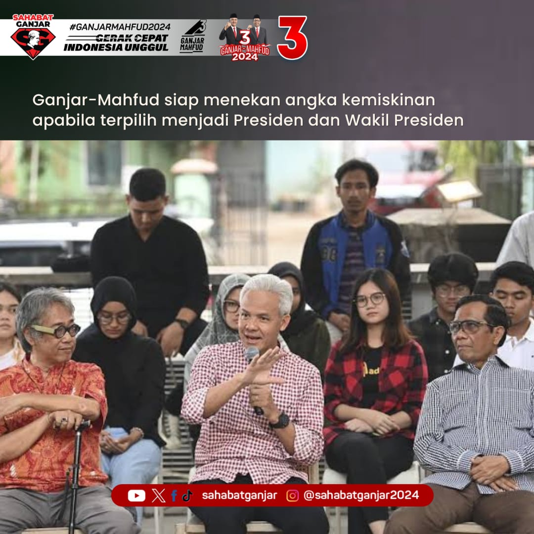 Ganjar-Mahfud memberikan Program 1 Keluarga miskin 1 Sarjana sebagai inisiatif u/ mengangkat taraf hidup keluarga miskin. 

#SahabatGanjar  #GanjarPresiden #GanjarUntukSemua #GanjarMahfud2024 #SatSetLebihBaik