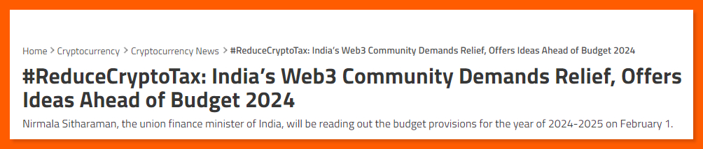 open4profit's tweet photo. Do you think any discussion on #reducecryptotax will be made in this budget session 2024 🇮🇳? 👇 https://t.co/vJOFJMuMTm