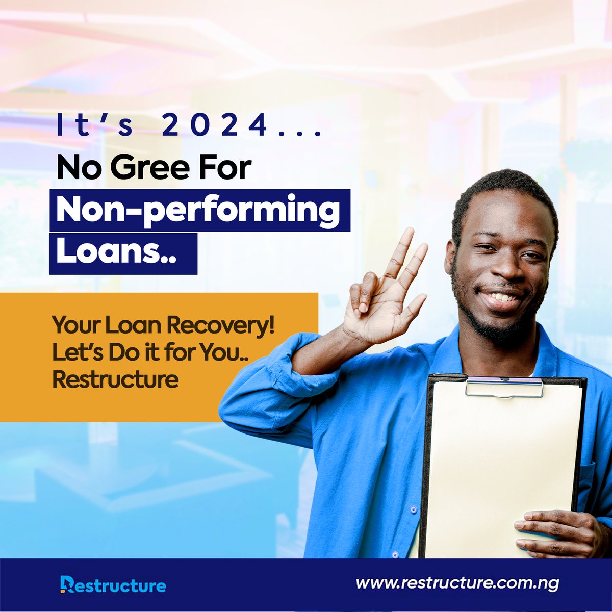RestructureHq's tweet photo. In 2024, no more worries over unpaid loans!

Let's #restructure and take control of your loan recovery process.

Our dedicated team operates on an AI-powered platform at https://t.co/x3si9oOyVJ. You can trust us to smoothly recover your loans while protecting everyone's interests https://t.co/JkJJG1WALr
