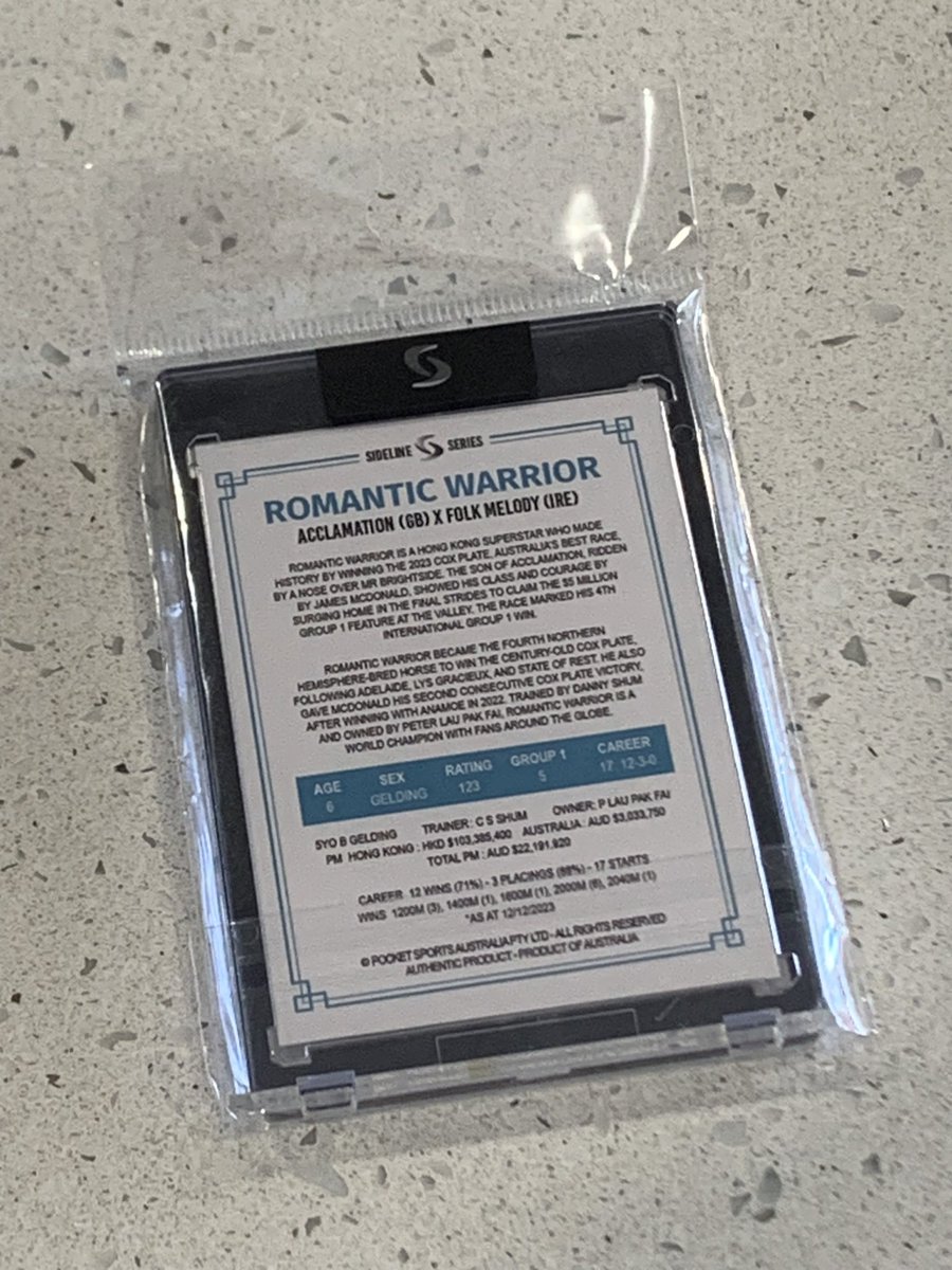 cardman_dan's tweet photo. Romantic Warrior Signature black edition. JMac on card auto - an iconic partnership between horse and hoop captured brilliantly once again by @GraphicSterling #HorseRacing #cardtalk #sportofkings https://t.co/5jAFS46mdF