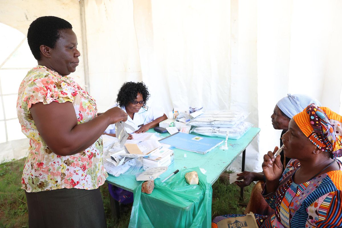 ZimFirstLady's tweet photo. Last week I was in Gokwe were I organised a free medical outreach program for the community targeting especially women to get tested for cancer and other non communicable diseases. This follows many concerns that came through the GBV toll free line 575. I implored the women to safeguard their health, to seek medical treatment and to  embrace traditional meals and remedies from our elders to enhance our health and also to safeguard children on drugs and child marriages .