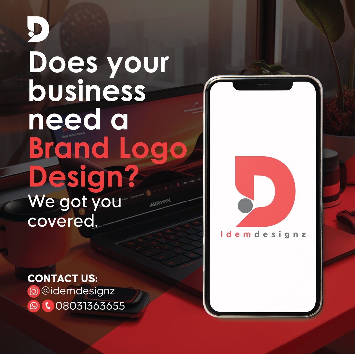 Companies that don't have a logo seem unprofessional, and potential customers loose trust in their product if it is not branded. Let us help you today with a brand logo. Call/WhatsApp: 08031363655