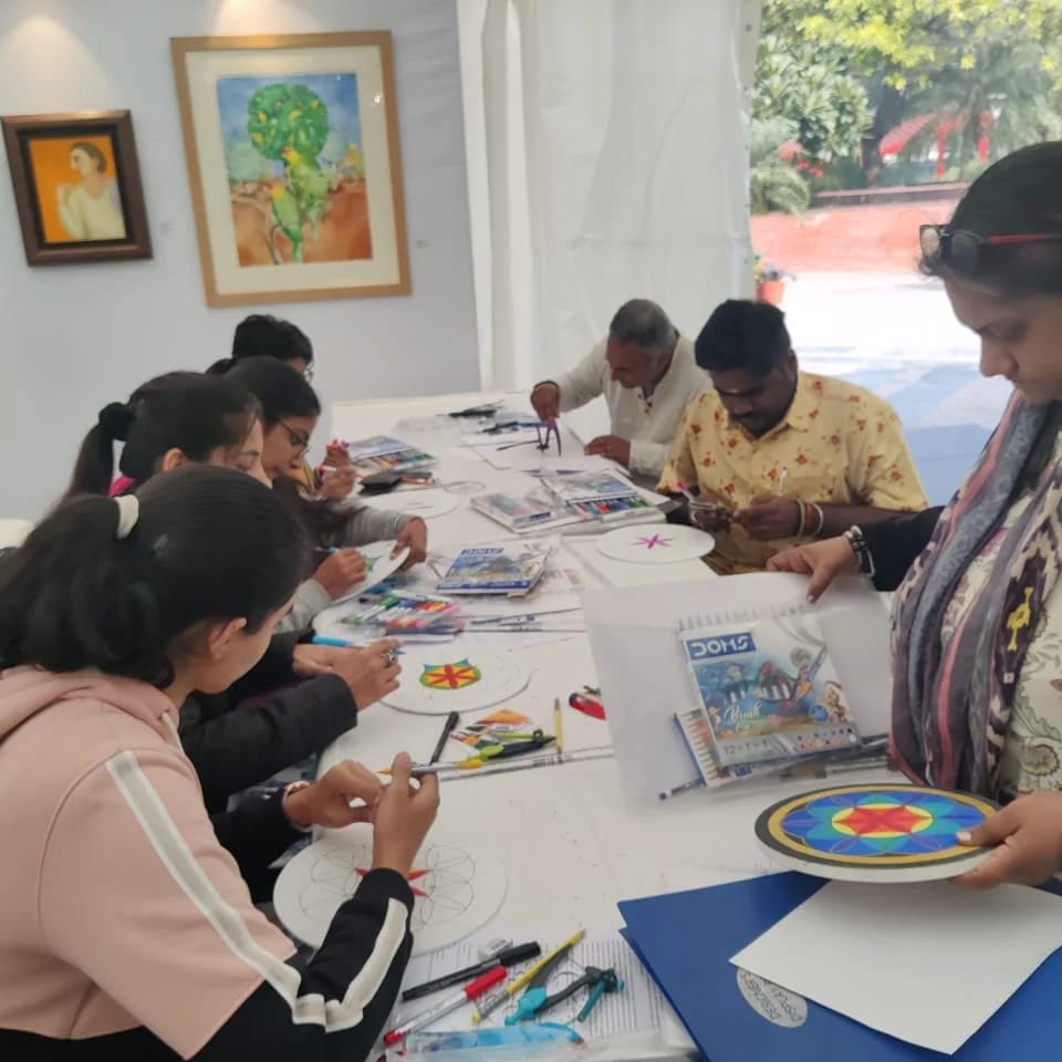 Discover moments of tranquil and artistic bliss captured at the Mindfulness and Balance workshop.  

Shonali Shukla enlightens with the art of Mandala-making, a therapeutic journey that brings calm, focus, and a sense of serenity. 

#TheArtOfIndia2024 #TheArtOfIndia #TOI