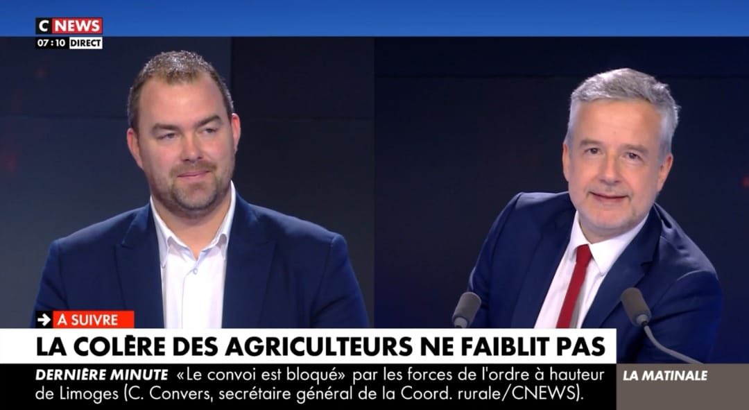 « Il y a le siège de Paris, mais on est présent aussi sur bien des territoires pour se faire entendre. 
Auj il faut un changement de logiciel pour demain installer avec une LOAA forte »
François-Xavier Huppin sur <a href="/CNEWS/">CNEWS</a>