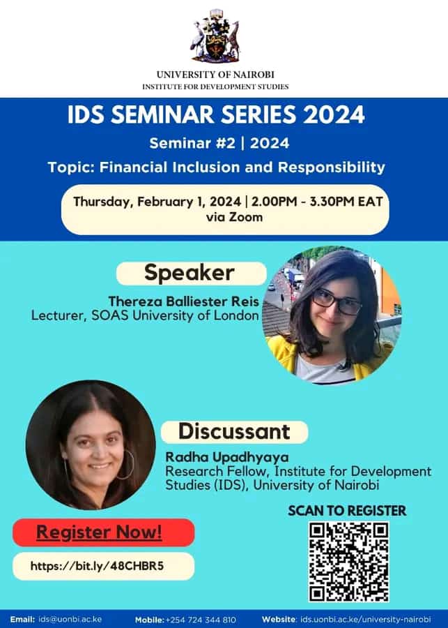 IDS_UONBI's tweet photo. After a successful first seminar of the year last Thursday, we are charged and ready for our next online seminar on Financial Inclusion and Responsibility. 
#IDSResearchAgenda 
#WeAreUoN 
#financialinclusion 

Join us this Thursday

Registration Link: https://t.co/8CJxe8rj7q https://t.co/4Nh3C9U4UG