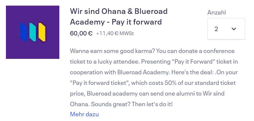 In search for talent and certified #Trailblazers? Donate 'Pay It Forward' Tickets at 50% off, so you can meet @BlueRoadAcademy Alumni at #WirSindOhana. This is your chance to make someone exceptionally happy and give back.