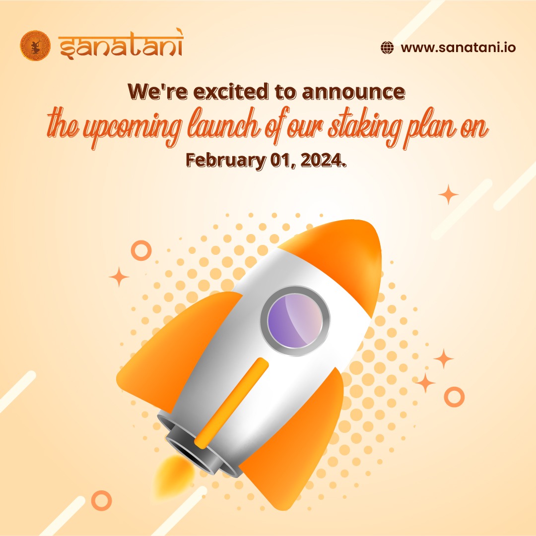 SanataniCoin's tweet photo. 🚀 📅 Exciting news! Get ready for an exhilarating experience with endless possibilities as we're unveiling our Staking plan on February 1. 

#Sanatanicoin #StakingLaunch 
#SNTN #CryptoCommunity #investments #Finance https://t.co/FyWqRjKUqT
