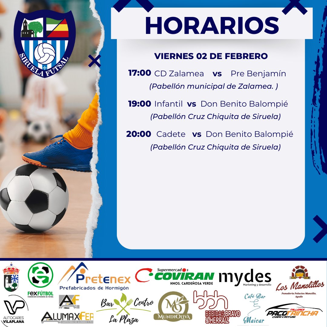 Buenos días familia!!

Nuevos horarios, para nueva jornada...

#futsal #futsala #futsalplayer #futsalteam #siruelaquierefutsal