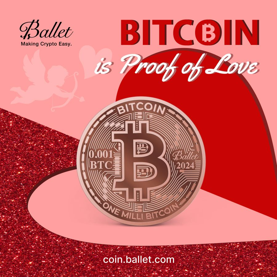 How else would you express eternal love to that special someone? This #ValentinesDay, prove your eternal love with Ballet's Physical Bitcoin. Because there is no greater proof of love than with bitcoin. 🧡 coin.ballet.com