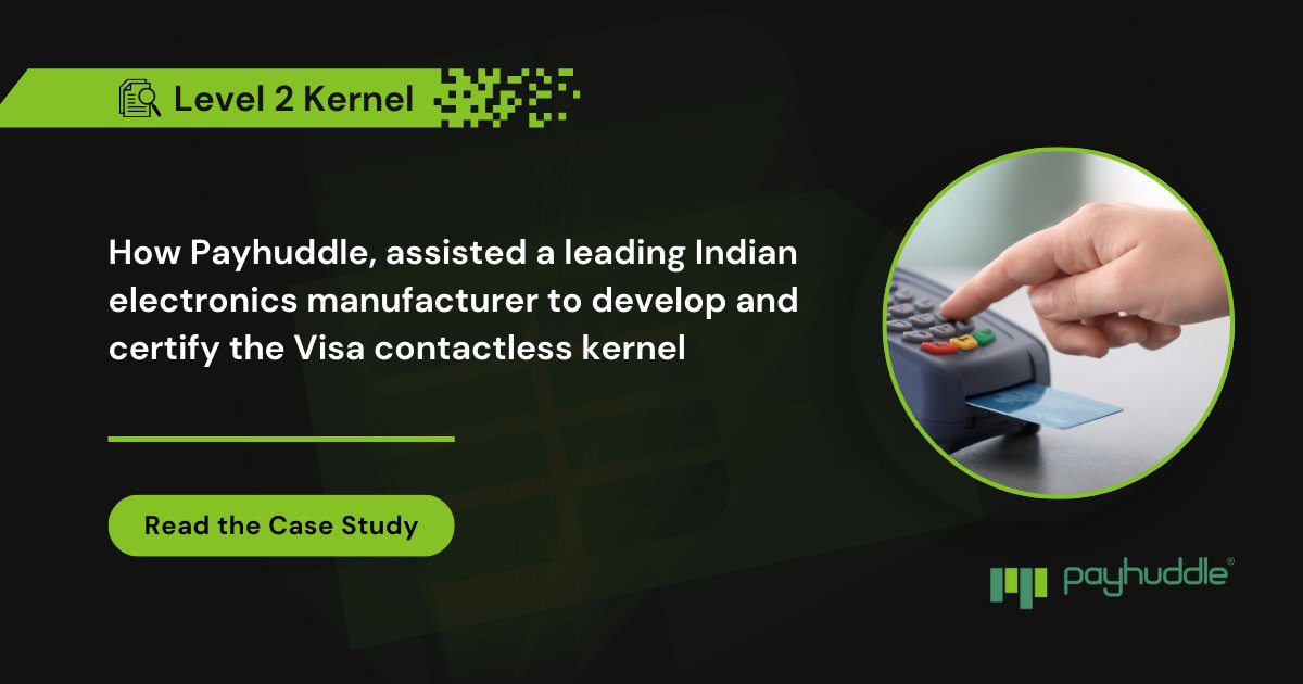 How Payhuddle Enabled a Leading Indian Electronics Company to Develop and Certify the Visa Contactless Level 2 Kernel  

Discover in our latest case study▶️ lnkd.in/g4KmG7JA 

#paymentschemes #digitalpayments #payments #merchants #emv #visa #level2kernel