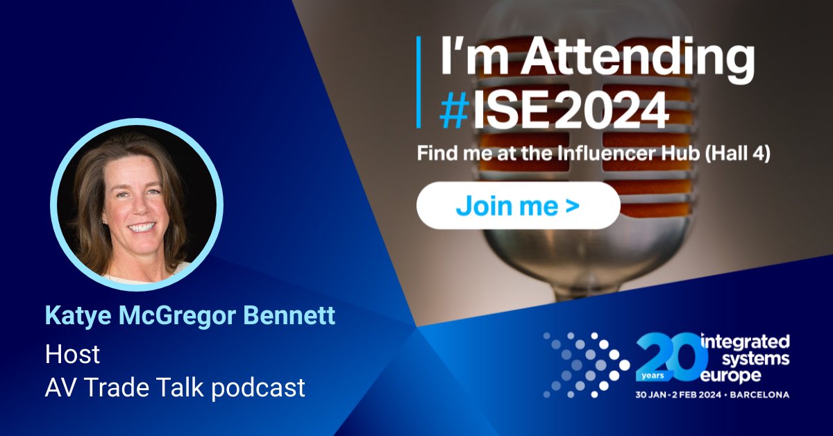 Busy week ahead podcasting, supporting clients @KordzGlobal  @DTools @nexus21 @dprojection @WallSmart_Ltd @ListenTech @TorusPower, and seeing what’s new. See you there, #avtweeps! #ise2024 #ise20years