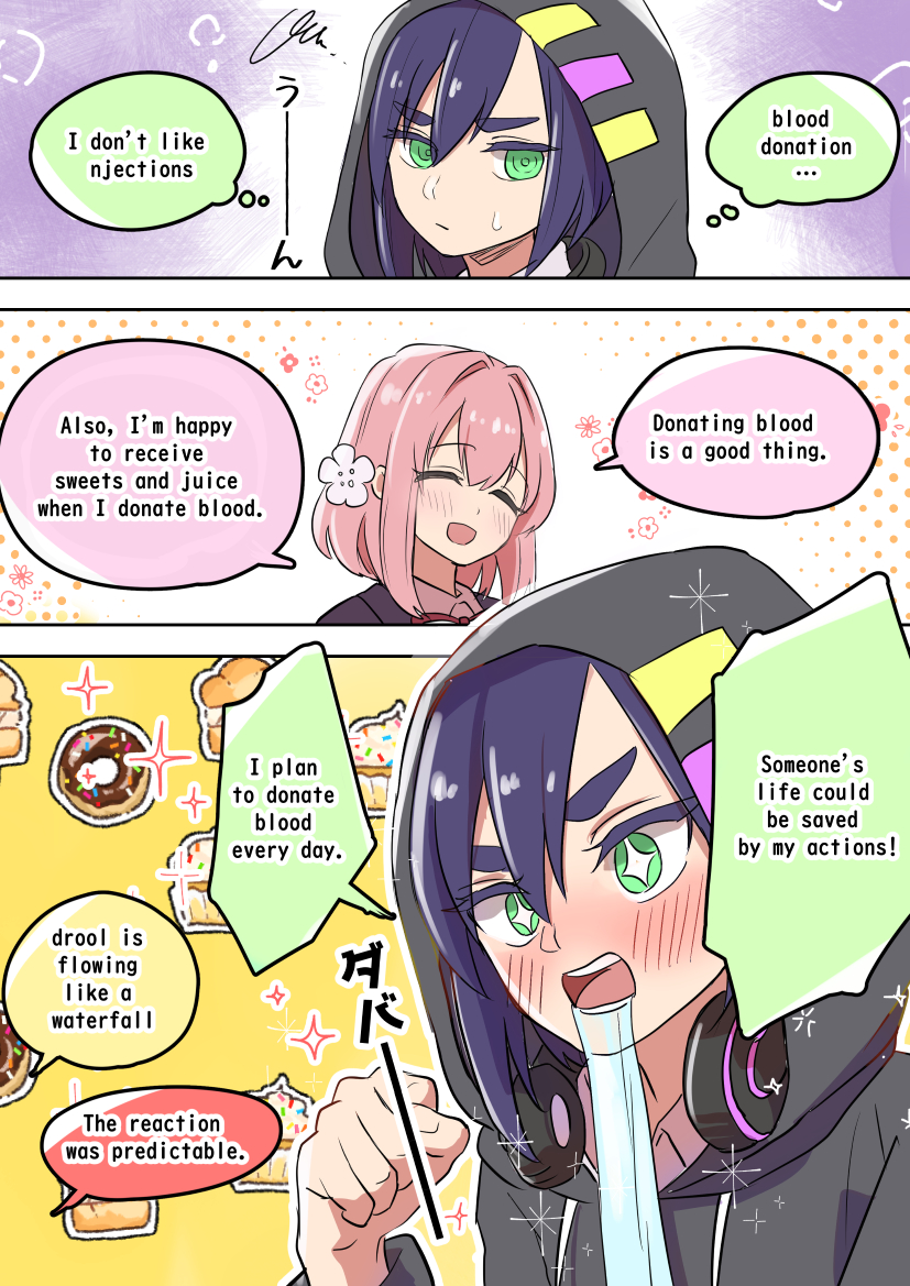 英語版です。english translation. 
100kanojo × blood donation ② 