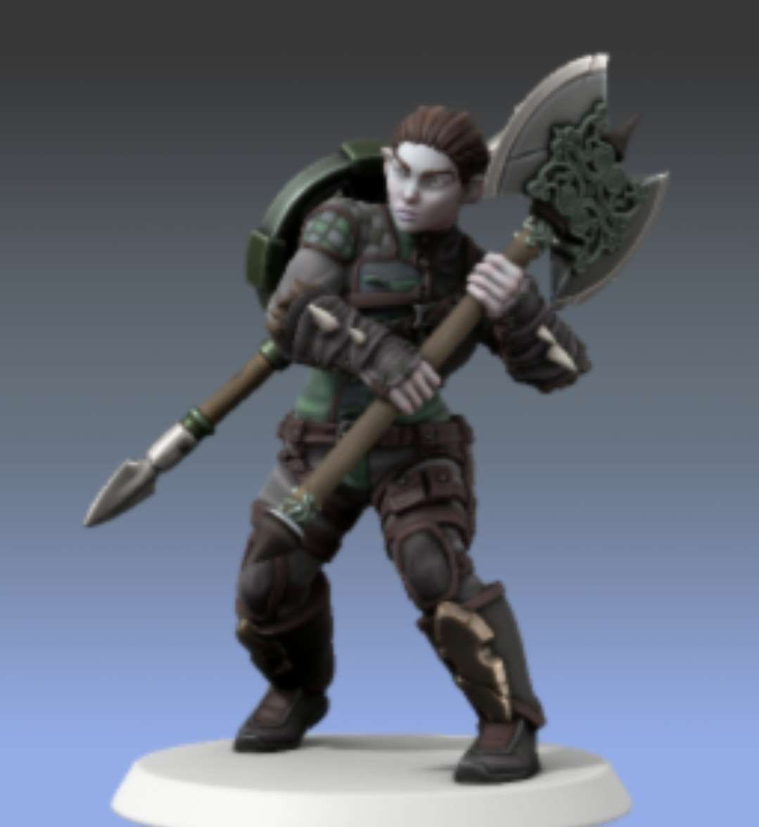 EmeraldCPodcast's tweet photo. Our brand new Shadowdark campaign begins tonight at 7PM GMT so let’s meet the characters.

Vara is a Half-Orc Fighter, wielding a giant greataxe and shield.
She's very strong and has greyish blue skin with brown hair but soft features for a half-orc. 

Vara is played by Kira! https://t.co/gvhRB8FIHB