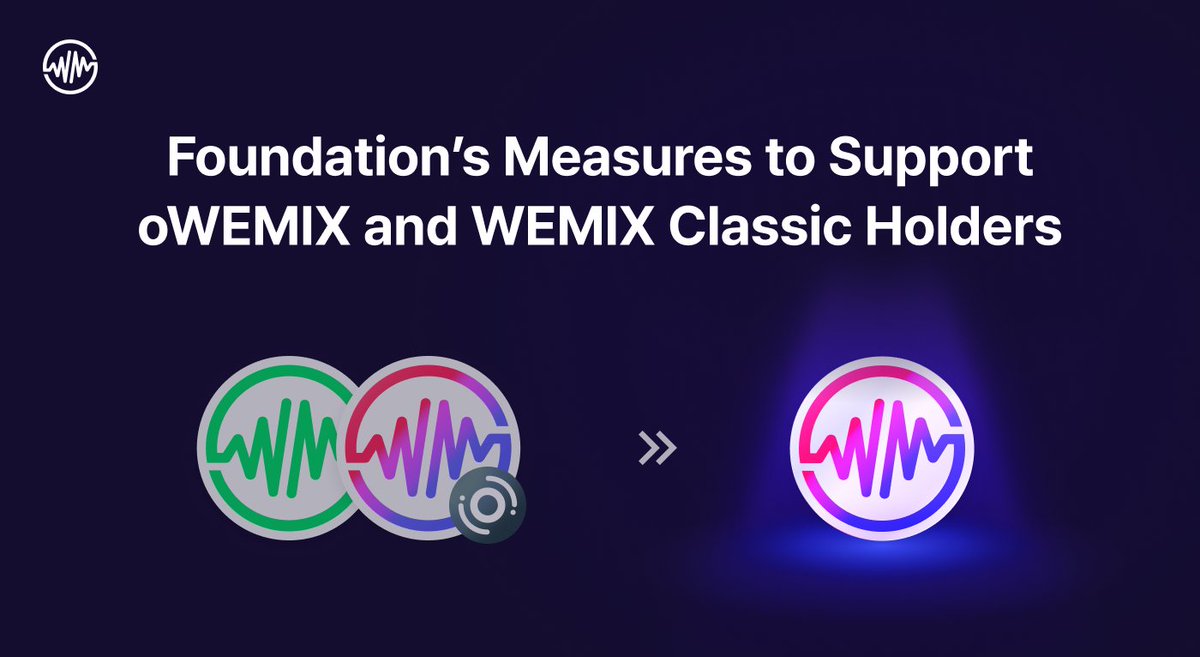 WemixNetwork's tweet photo. 🚀 oWEMIX and WEMIX Classic holders can convert tokens to WEMIX Coin at a 1:1 ratio via #Kurrency!

Starting Feb. 1, twice-weekly transfers after thorough review ▶ https://t.co/EK9kNWDNnO
Get your #unaWallet ready for secure, hassle-free conversions 💼🔐 https://t.co/5Y8uUprZTK

More details on #WEMIX 🔗 https://t.co/PNxhRUIQHP