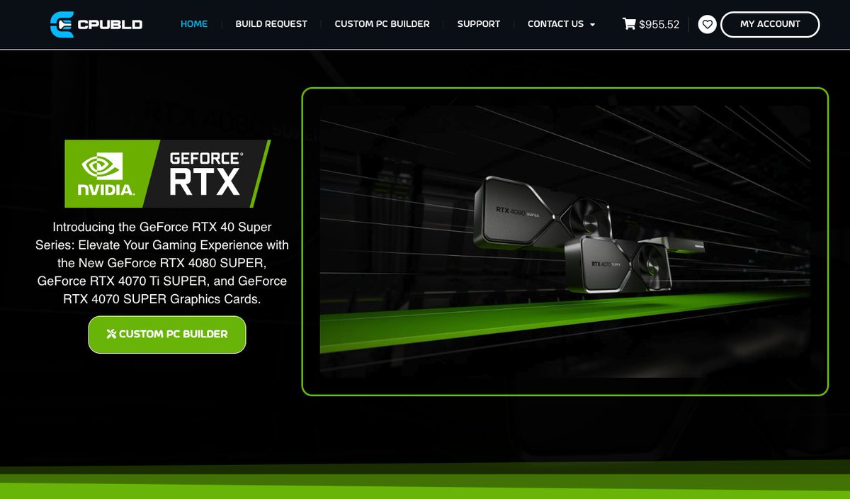 Introducing the GeForce RTX 40 Super Series: Elevate Your Gaming Experience with the New GeForce RTX 4080 SUPER, GeForce RTX 4070 Ti SUPER, and GeForce RTX 4070 SUPER Graphics Cards. Now available on the custom pc builder 🌐cpubld.com