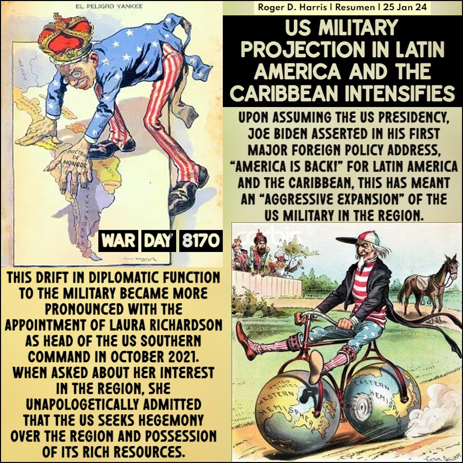 #WarDay 8⃣1⃣7⃣0⃣ In this two-hundred-first year of the #MonroeDoctrine, Simón Bolívar’s words are ever more prescient: “The United States appears to be destined by providence to plague America with misery, in the name of  freedom.”
🔵 resumen-english.org/2024/01/us-mil…