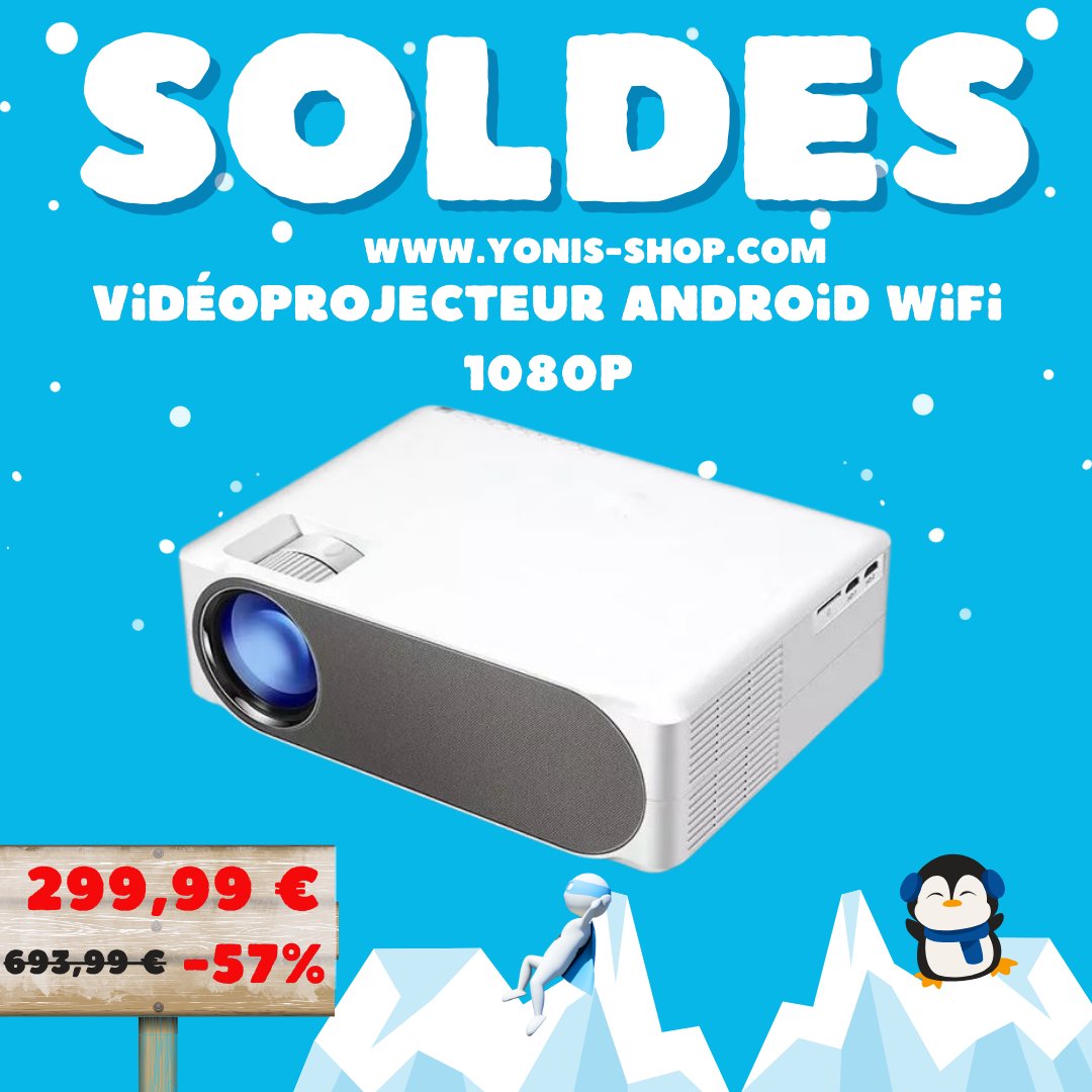 YonisShop's tweet photo. "🎬 Soldes d'hiver ! Transformez votre espace avec notre vidéo projecteur Android WiFi. Cinéma maison facile et abordable. Saisissez-le maintenant ! 📽️ 

▶️ https://t.co/16yUUxIR8m 

#SoldesHiver #VidéoProjecteur #CinémaMaison https://t.co/4XnR53dAdy