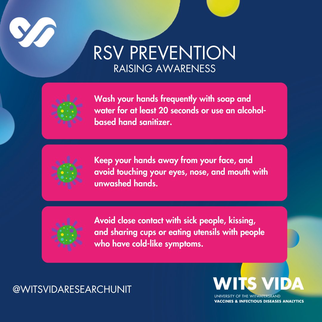 As we continue to raise awareness around RSV this month, let's look at limiting the spread of the virus. #RSV and influenza are respiratory viruses, like COVID-19, so we can follow the same preventive measures to prevent the spread of these viruses. @WitsHealthFac @ShabirMadh