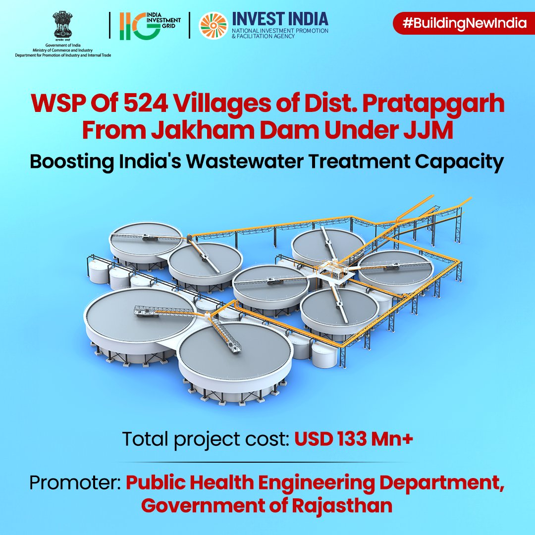 #BuildingNewIndia
Under #NIP, this initiative involves constructing an intake structure, water treatment plant, main transmission pipelines, cluster pumping stations, CWR, & distribution pipelines—a holistic approach for robust water management.
#India @cbdhage @NewsArenaIndia