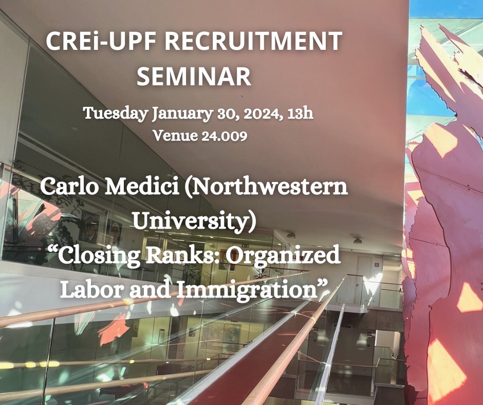Today Recruitment seminar at 13h. See complete list of our Recruitment Seminars at: crei.cat/recruitment-se………………… @iCERCA