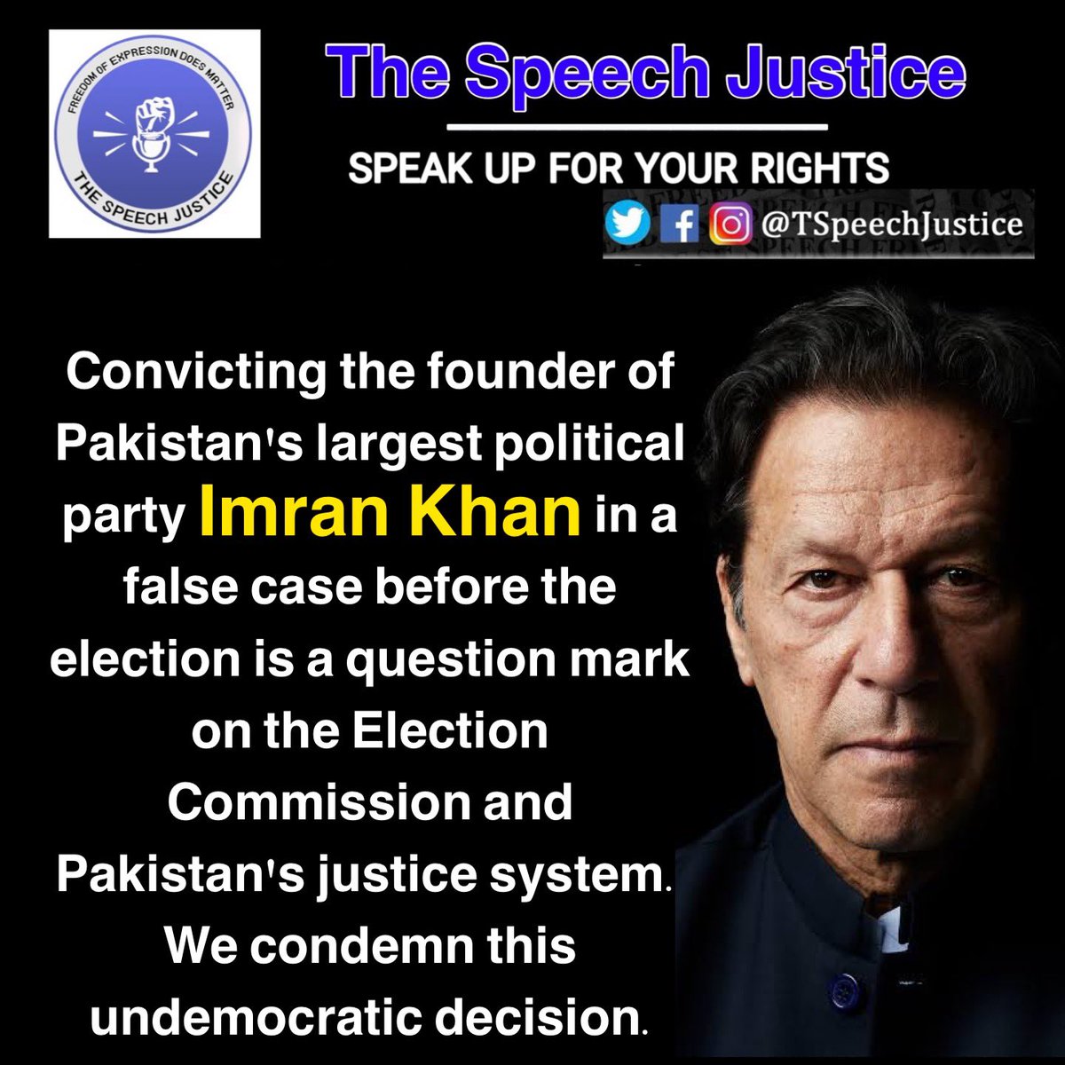 Convicting the founder of Pakistan's largest political party @ImranKhanPTI in a false case before the election is a question mark on the Election Commission and #Pakistan's justice system. We condemn this undemocratic decision.