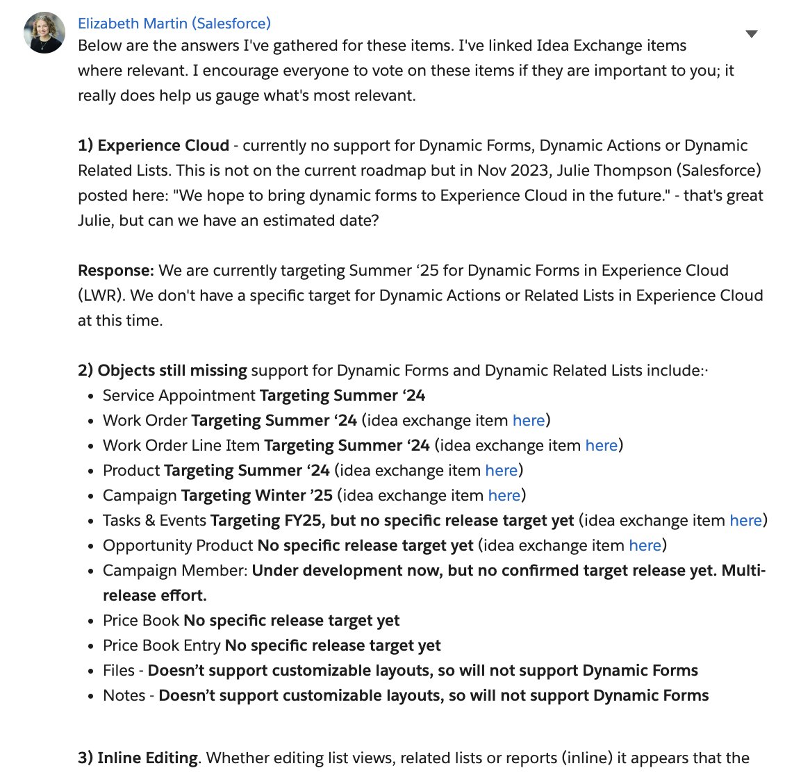 Huge thanks to <a href="/lizmalarcon/">Elizabeth Martin</a> for gathering a lot of answers regarding the Dynamic (Forms, Actions, Related Lists) roadmap!
There are just too many things to put them here so if you wanna see the answers of 9 questions on the Dynamic roadmap have a look here
trailhead.salesforce.com/trailblazer-co…